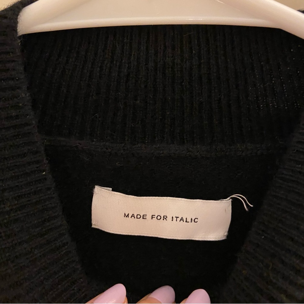 Italic Black Mockneck Cashmere Sweater - Picture 6 of 8